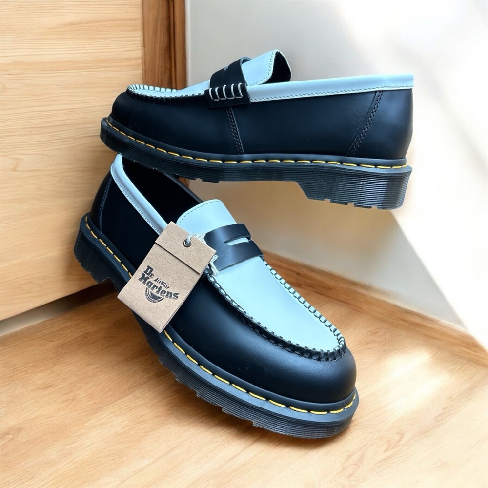 Dr. Martens Black and White Leather Penton 
Loafers